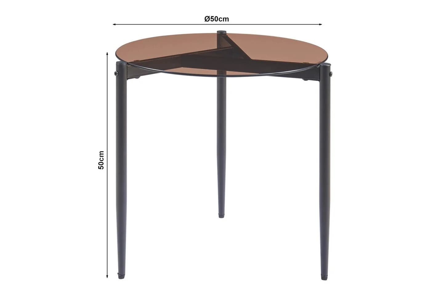 en.casa Beistelltisch Ulökantaa rund Ø50 x 50 cm Metallgestell Rauchglas braun - Bild 3