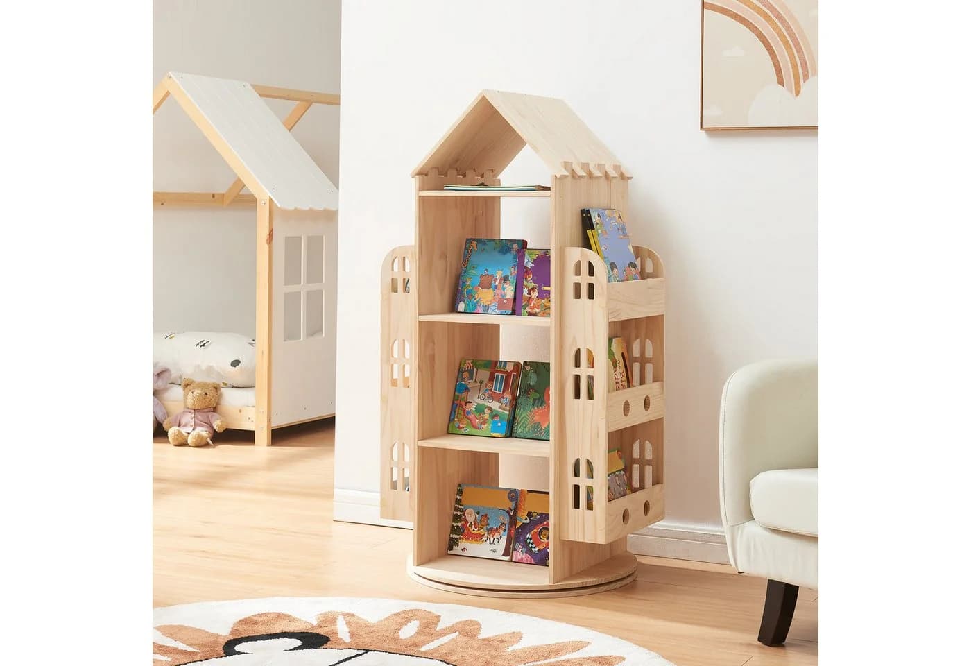 en.casa Kinderregal drehbar Sanköre Kiefernholz - Bild 2