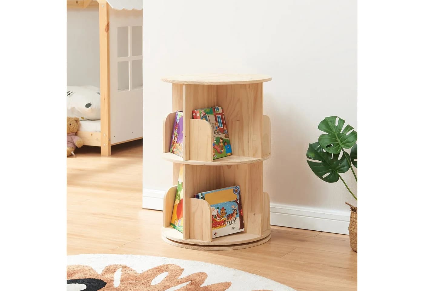 en.casa Kinderregal drehbar Kiefernholz Natur