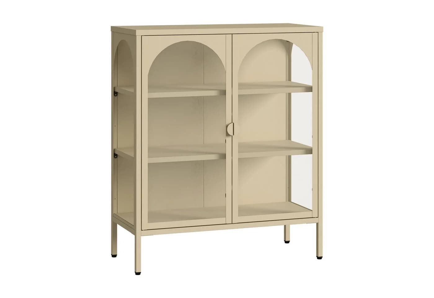 en.casa Standvitrine Klippestad mit 2 Türen Stahl Beige - Bild 5