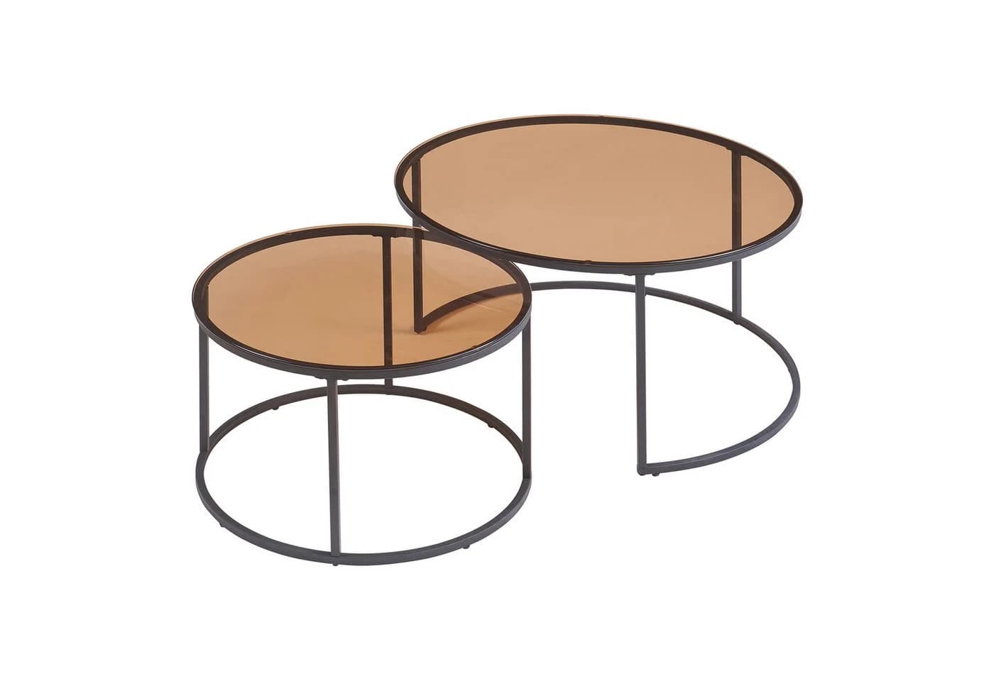 en.casa Couchtisch Kokkola 2-tlg. Set Rauchglas Braun - Bild 4