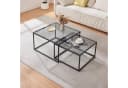 en.casa Satztisch 2-St. Metallgestell quadratisch Rauchglas, grau Bild 1