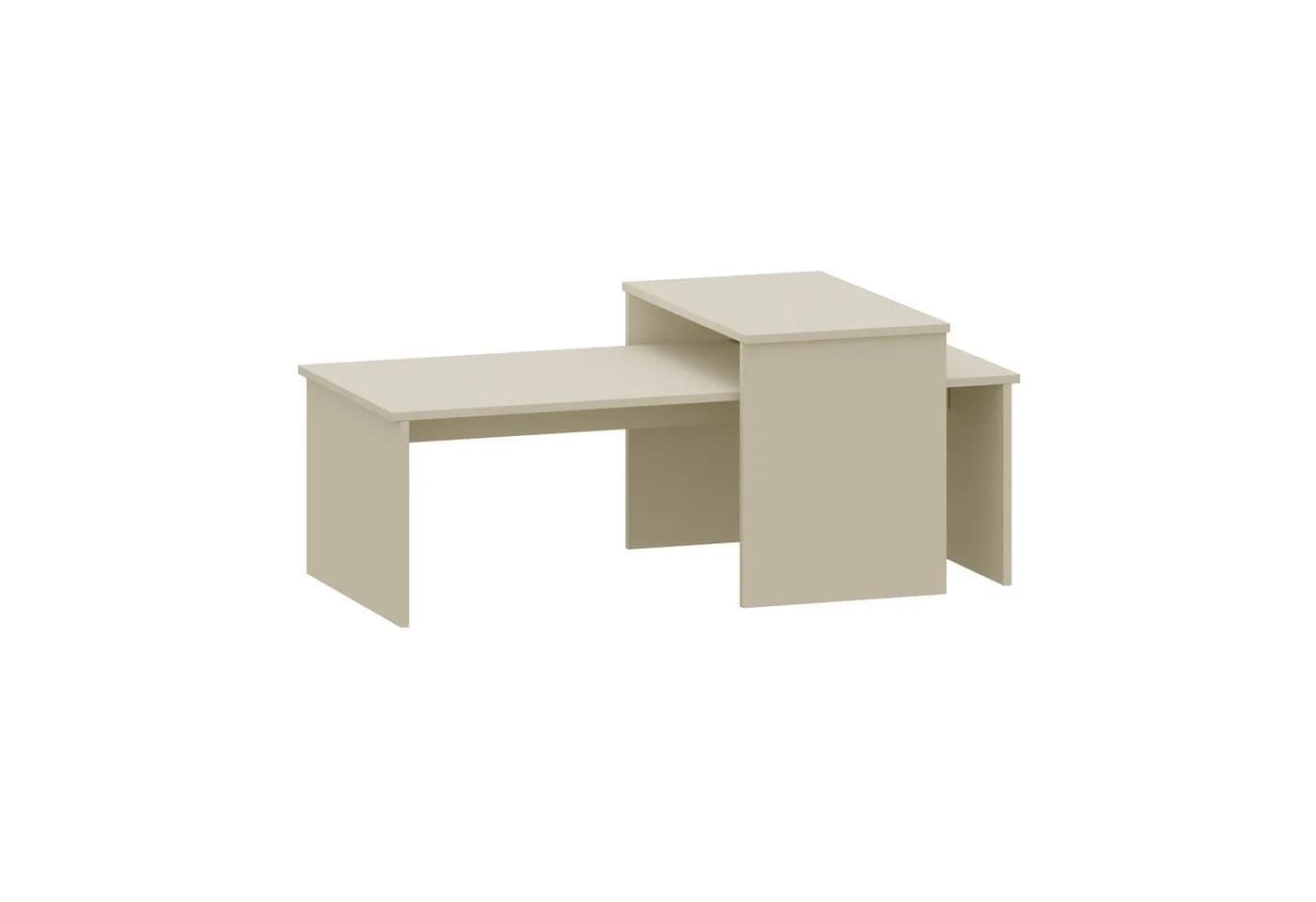 en.casa Satztisch 2er Set Sandfarben Rechteckig