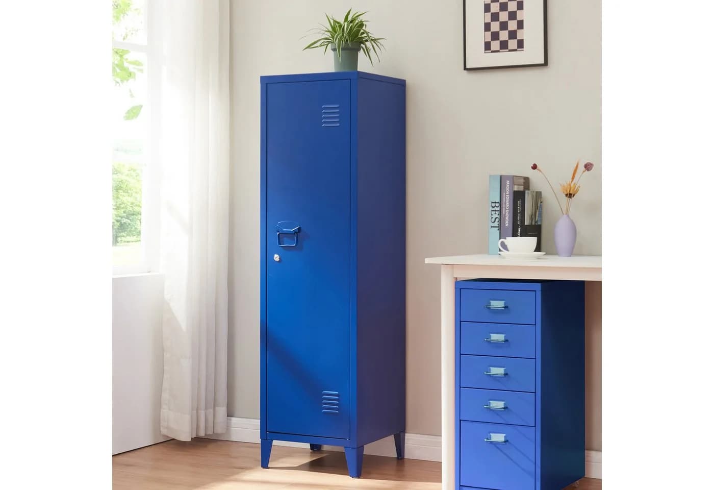 en.casa Spind »Kurikka« Einzelspind Stahl Blau - Bild 2