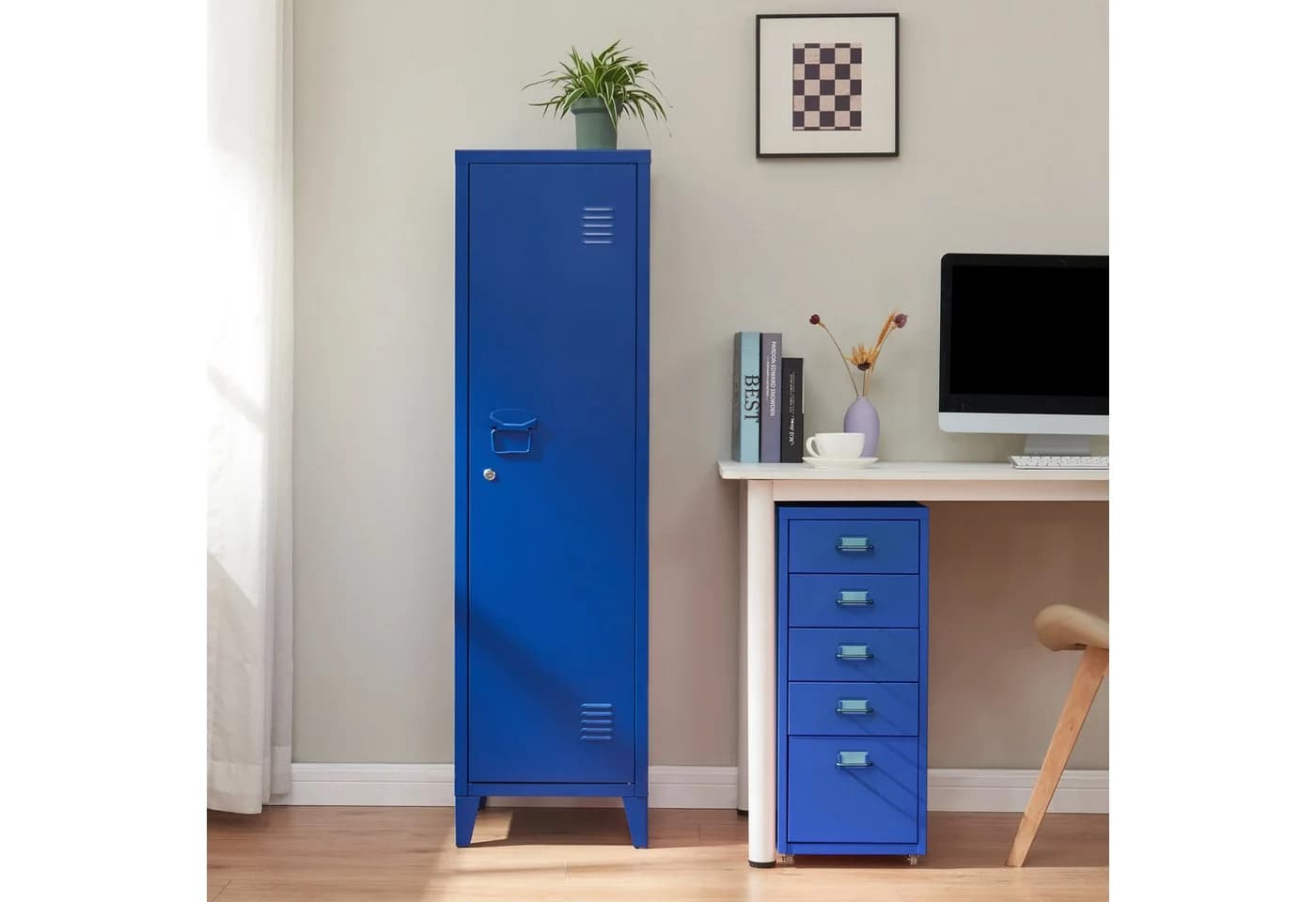 en.casa Spind »Kurikka« Einzelspind Stahl Blau - Bild 3