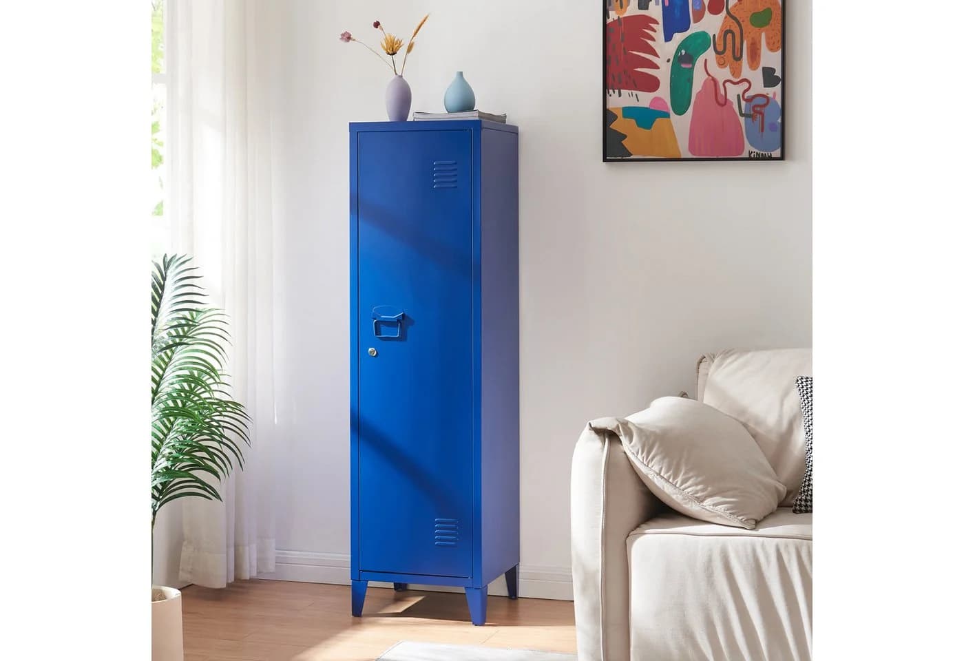 en.casa Spind »Kurikka« Einzelspind Stahl Blau - Bild 4