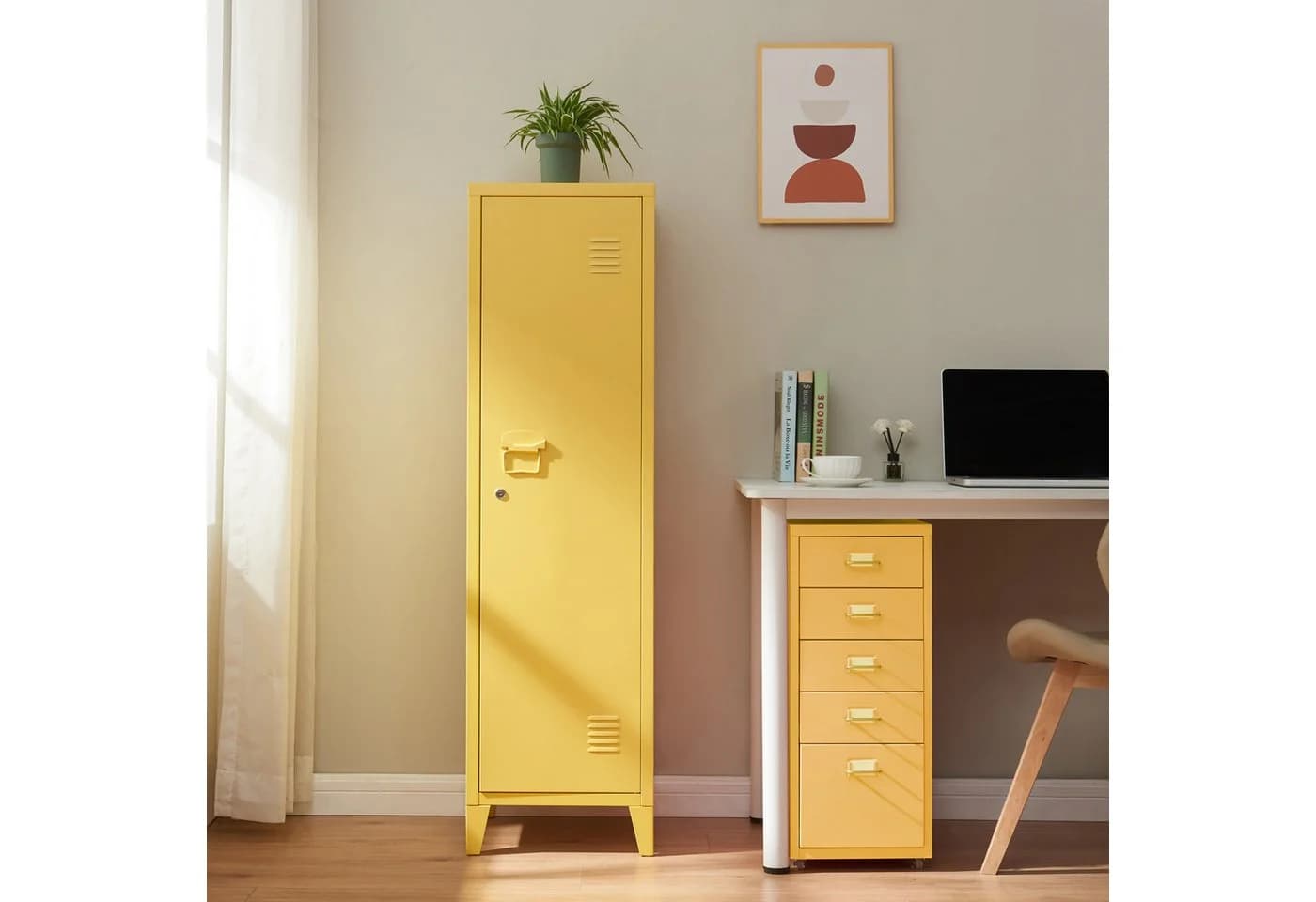 en.casa Spind Kurikka Einzelspind Gelb - Bild 3