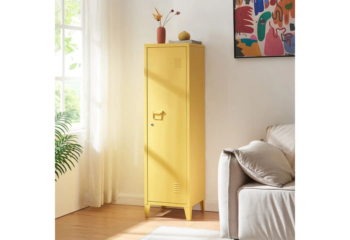en.casa Spind Kurikka Einzelspind Gelb - Bild 4