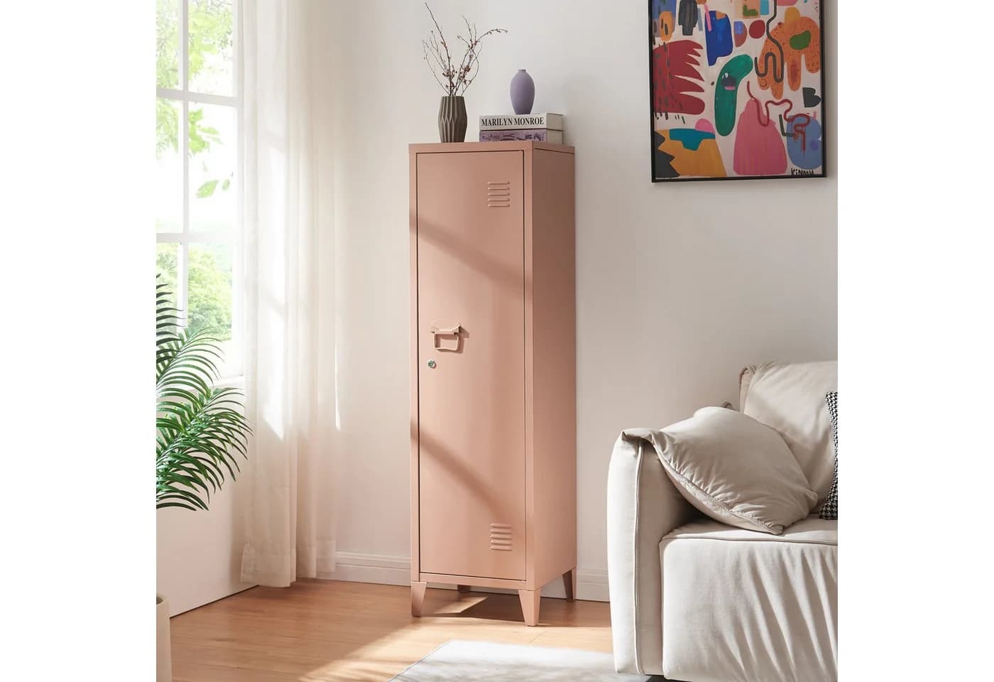 en.casa Spind Kurikka Einzelspind Hellbraun Stahl - Bild 4