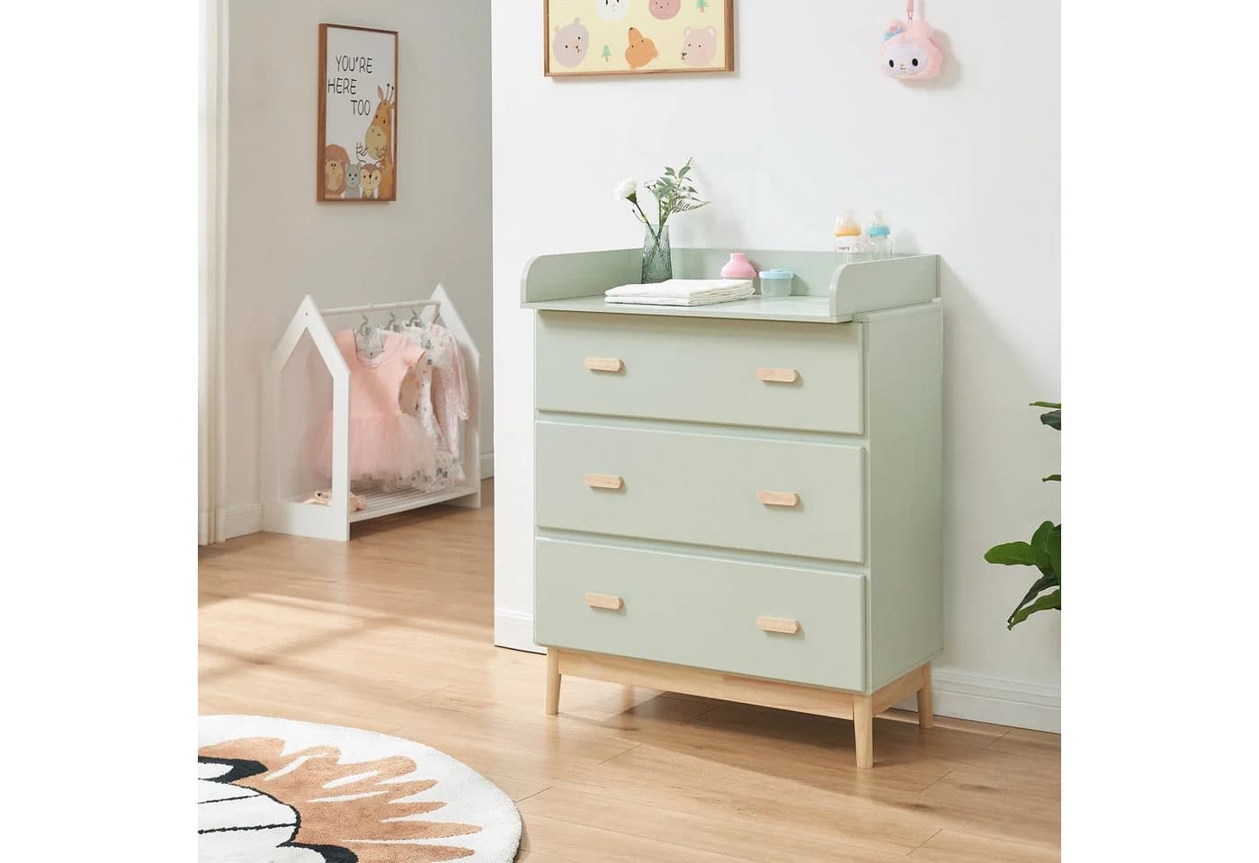 en.casa Wickelkommode Sarievn Mintgrün