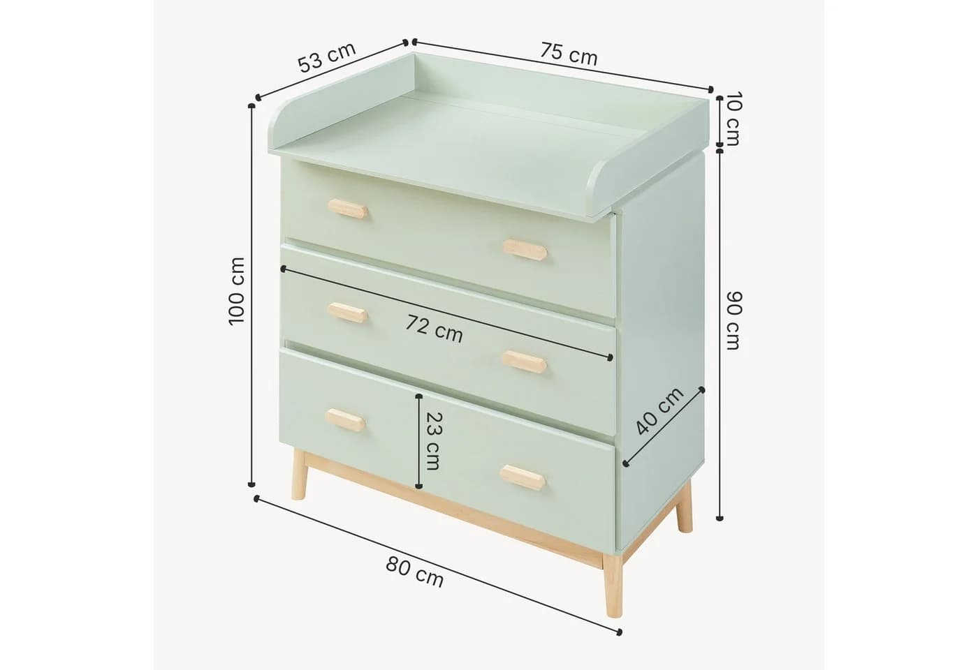 en.casa Wickelkommode Sarievn Mintgrün - Bild 5