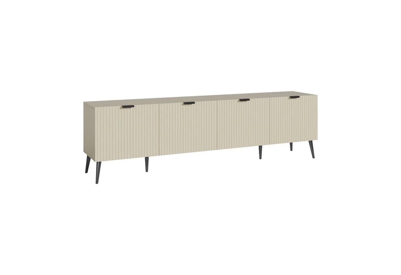 en.casa TV-Schrank »Nand« mit 4 geriffelten Türen Sandfarben - Bild 3