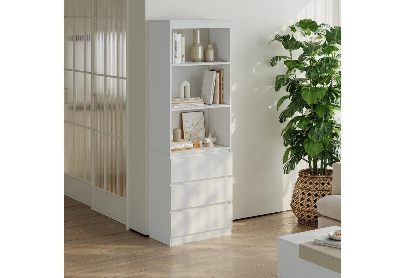 en.casa Bücherregal »Les« Weiß mit 3 Schubladen - Bild 2