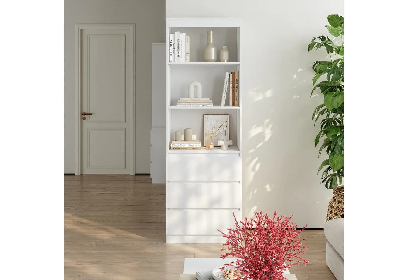 en.casa Bücherregal »Les« Weiß mit 3 Schubladen - Bild 3