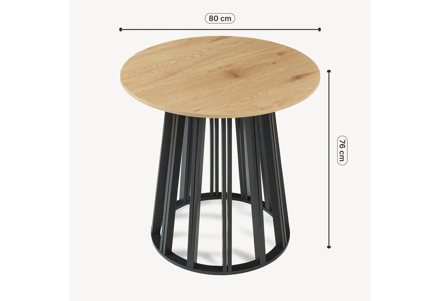 en.casa Esstisch Lensuu Schwarz Eicheoptik Rund - Bild 5
