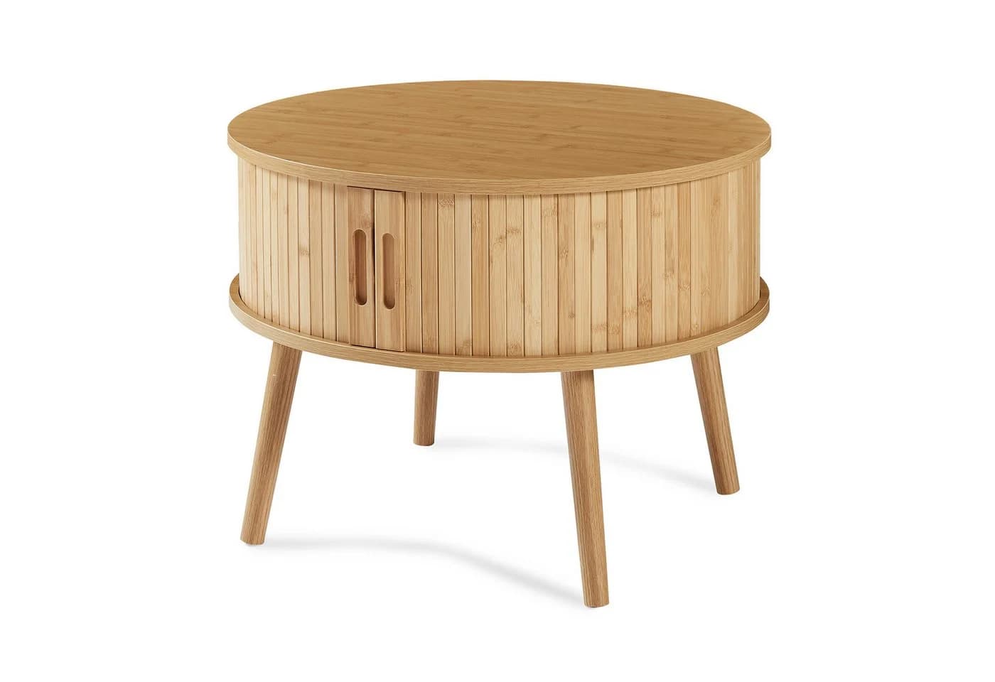 en.casa Nachttisch Nordkapp mit 2 Schiebetüren MDF Bambus Natur - Bild 4