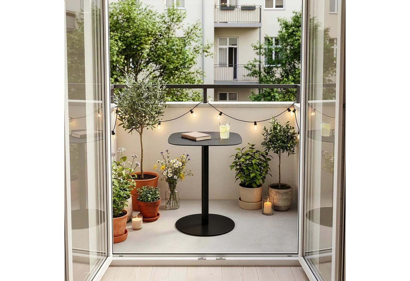 en.casa Beistelltisch »Nastätten« Metall Balkontisch Schwarz - Bild 3