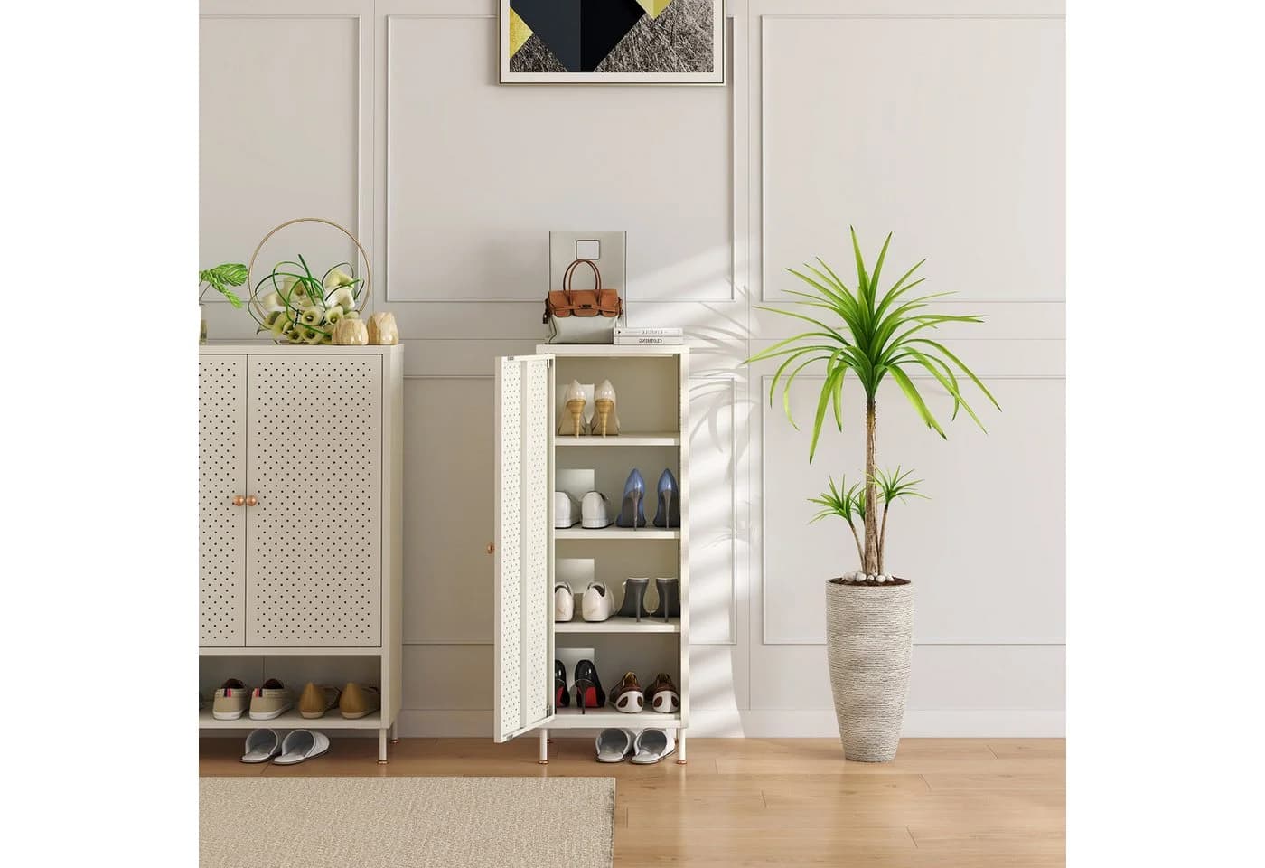 en.casa Schuhschrank Coleraine Stahl Cremeweiß - Bild 3