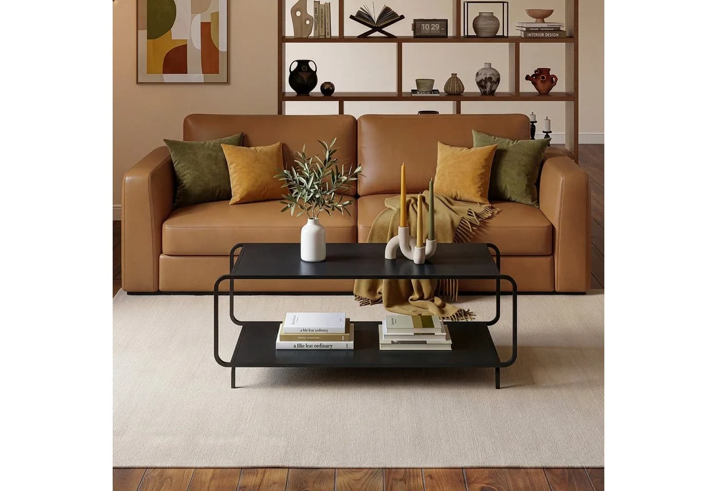 en.casa Couchtisch Færder 115x50x45 cm Stauraum Stahl Schwarz - Bild 4