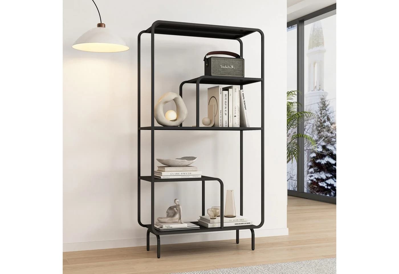 en.casa Bücherregal Stahl Schwarz Modernes Design - Bild 3