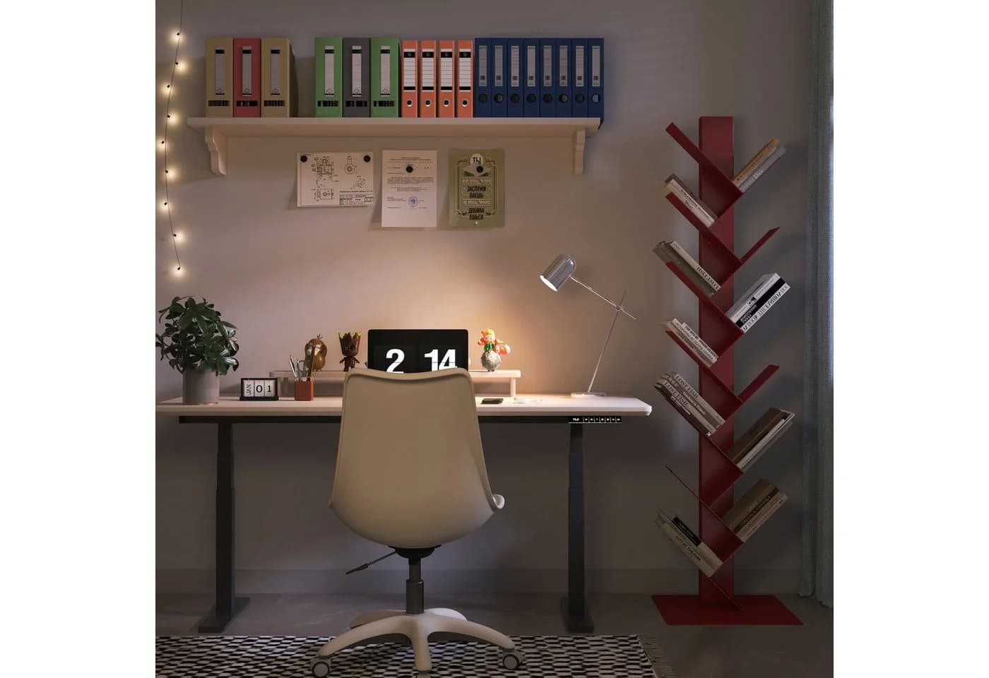 en.casa Bücherregal Eksjö Baumform 12 Ebenen Stahl Rot - Bild 5