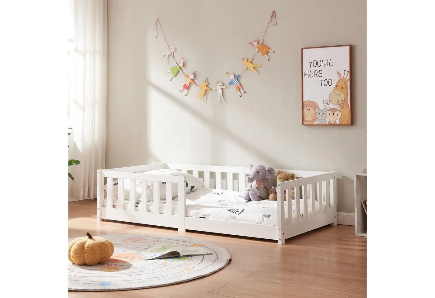 en.casa Kinderbett Tanna Weiß Kiefernholz Rausfallschutz - Bild 3