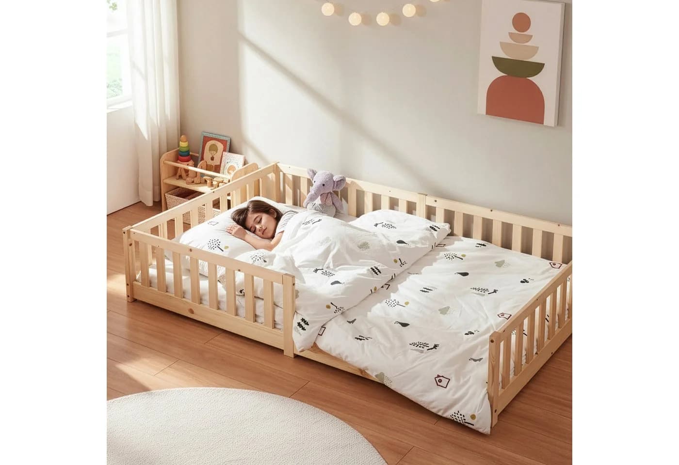 en.casa Kinderbett »Tanna« mit Rausfallschutz 120x200 cm Kiefernholz - Bild 5