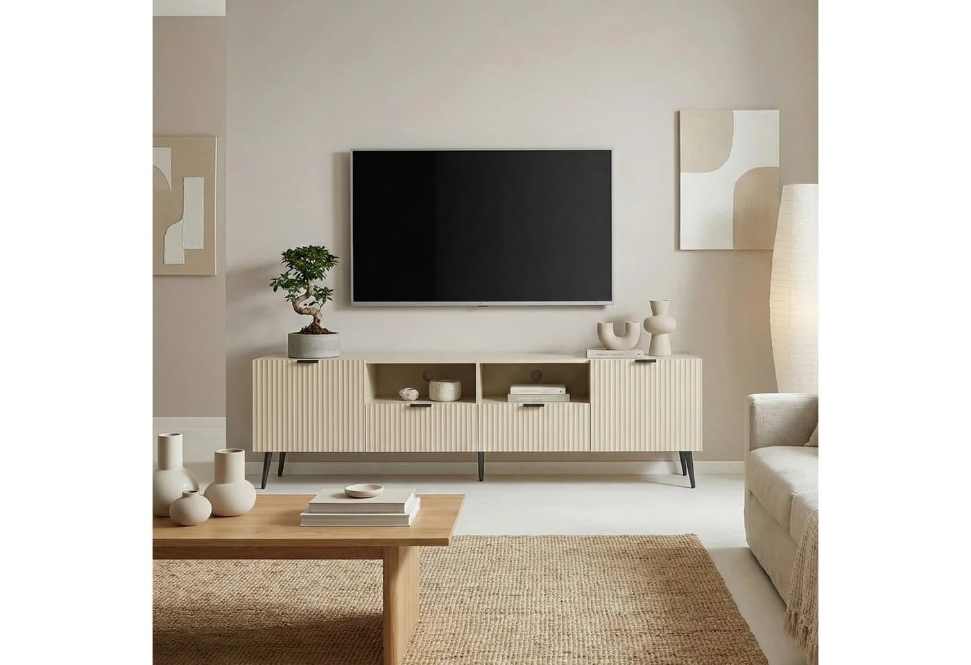 en.casa TV-Schrank »Nand« Sandfarben