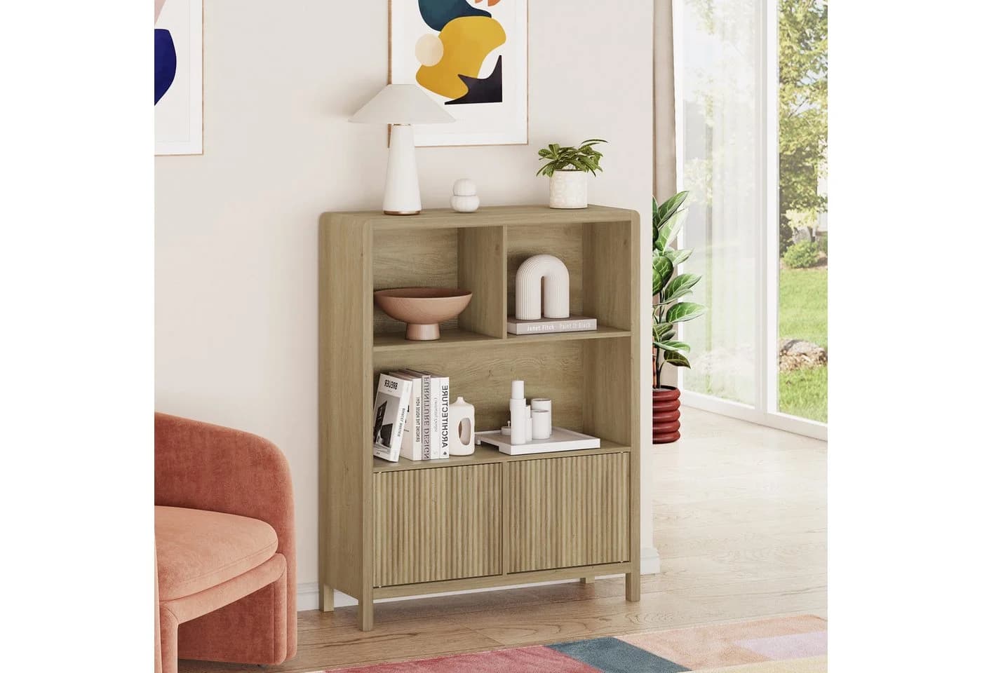 en.casa Highboard »Lukkodso« Eicheoptik rustikal mit Push-to-Open - Bild 2