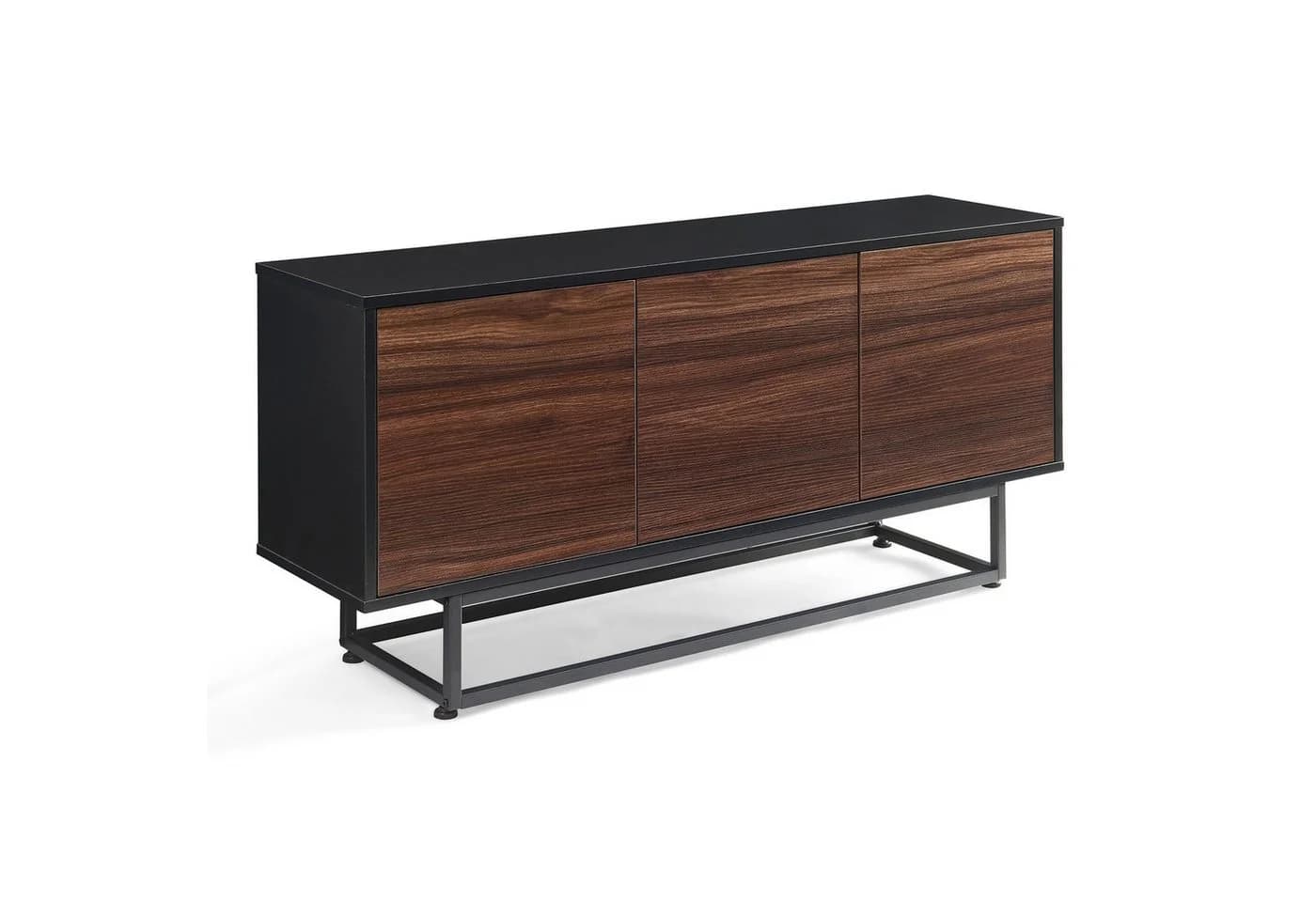 en.casa Sideboard Boxholm mit 3 Türen Schwarz/Walnussoptik - Bild 3