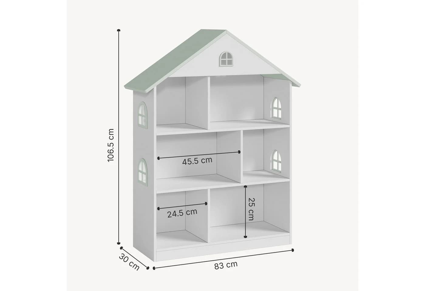 en.casa Kinderregal Vipsali Hausform Weiß/Mintgrün - Bild 5