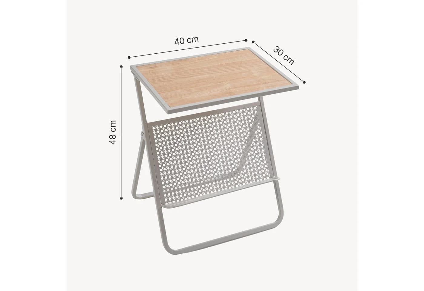en.casa Beistelltisch Jäller Beige Eicheoptik mit Zeitungsablage - Bild 4