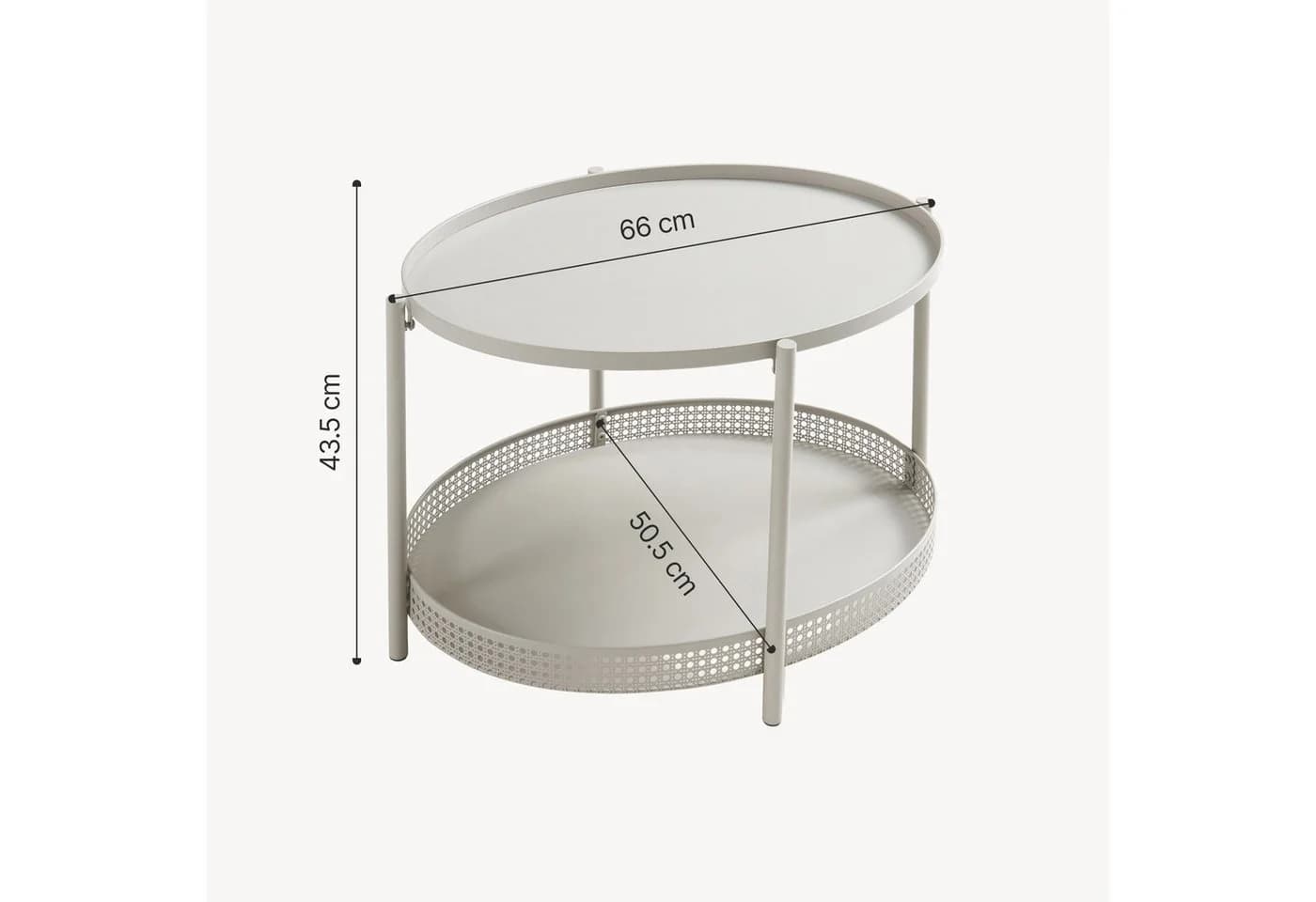 en.casa Couchtisch Jäller Rattan-Optik Metall Oval Taupe - Bild 4