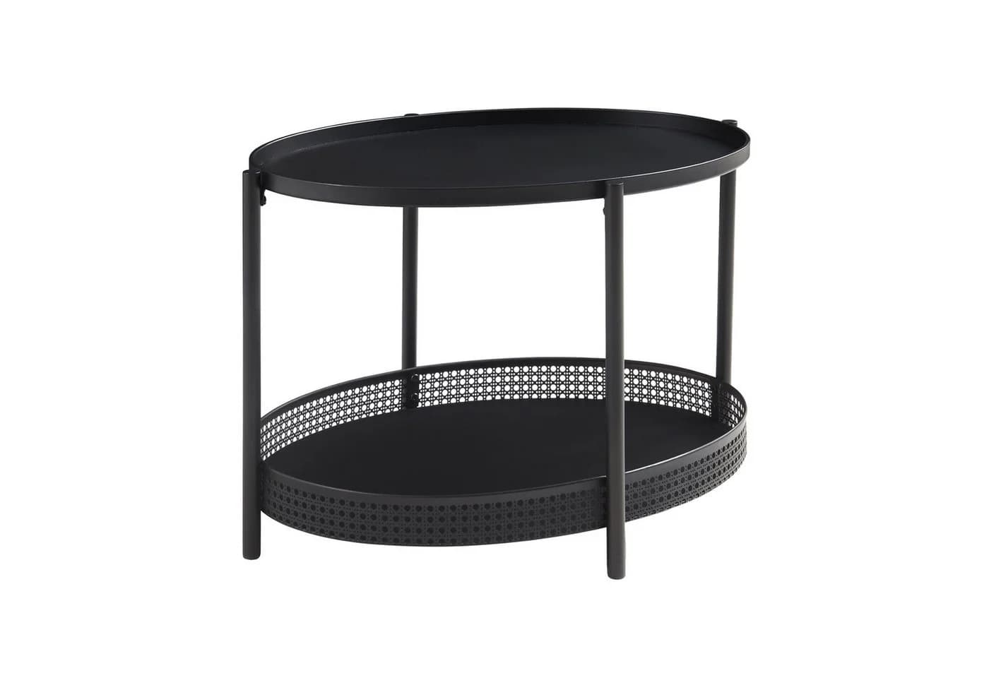 en.casa Couchtisch Jäller Oval Metall Schwarz Rattan-Optik - Bild 3