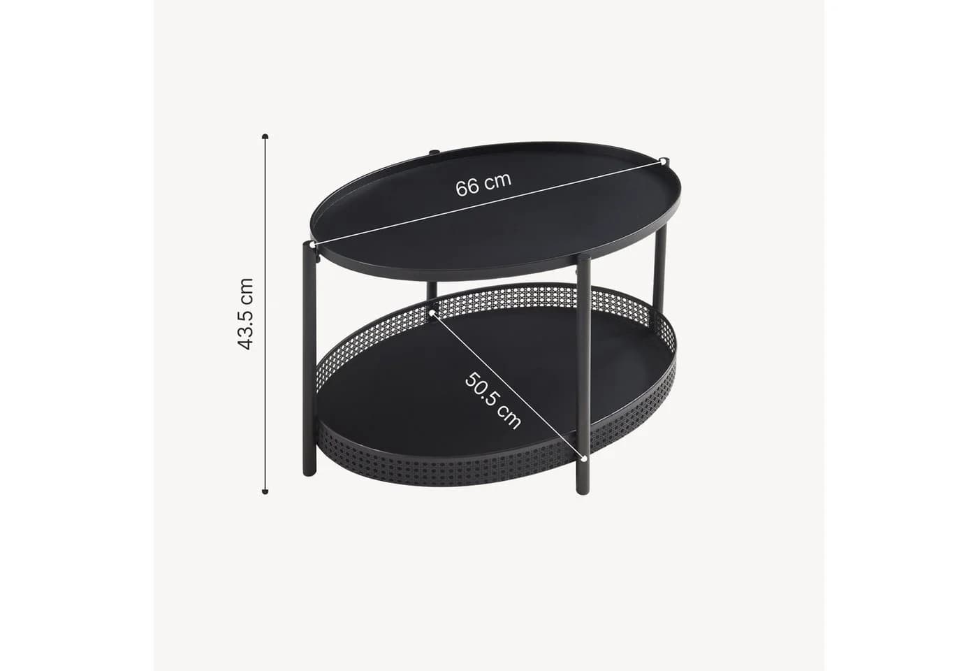 en.casa Couchtisch Jäller Oval Metall Schwarz Rattan-Optik - Bild 4