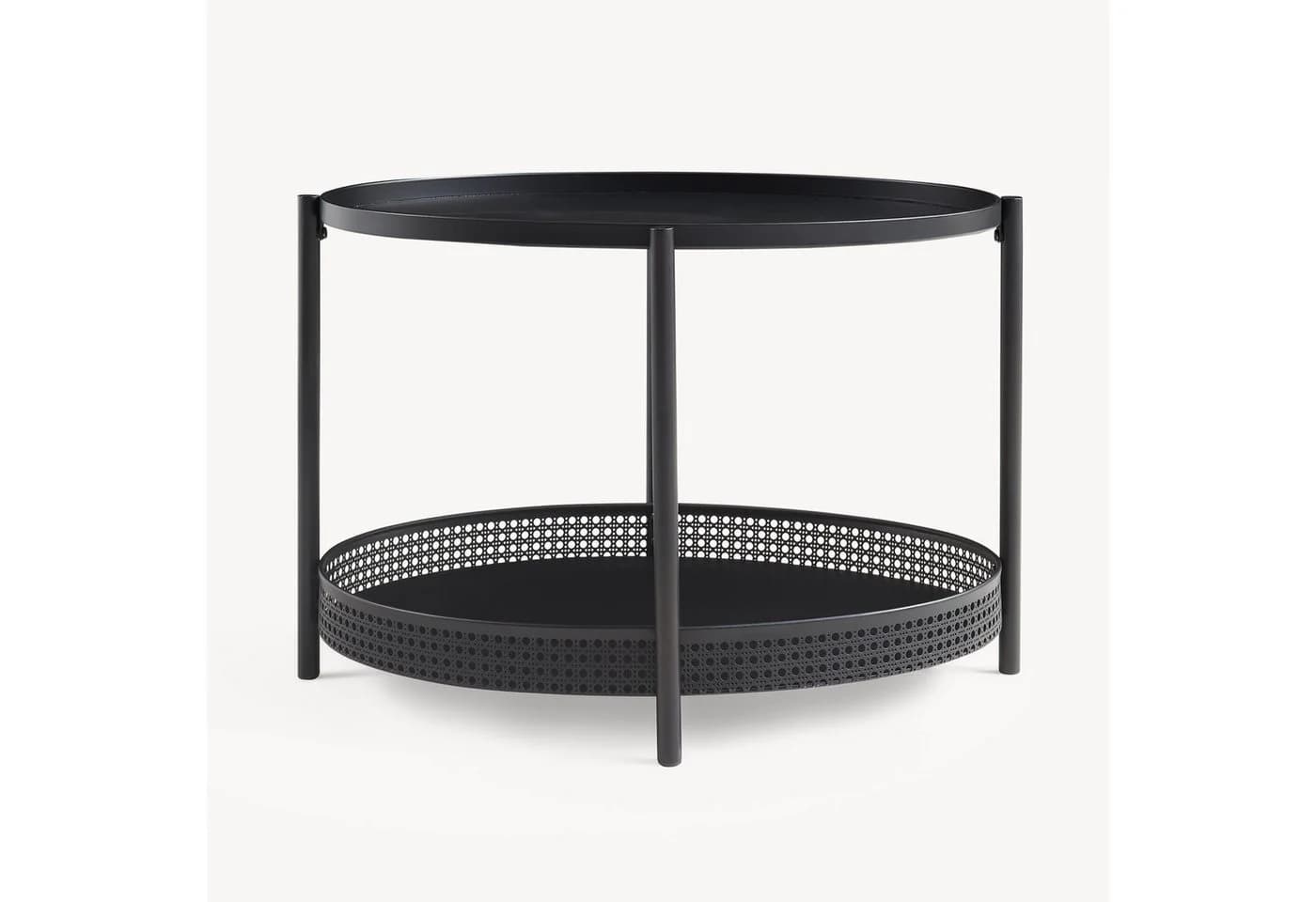 en.casa Couchtisch Jäller Oval Metall Schwarz Rattan-Optik - Bild 5