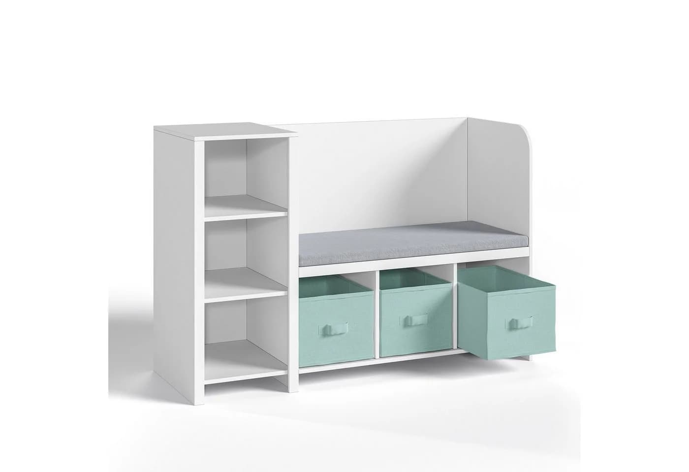 en.casa Sitzbank mit Regal und Aufbewahrungsboxen Weiß/Mintgrün - Bild 3