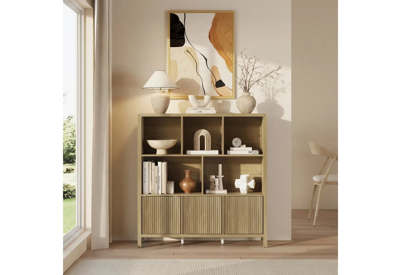 en.casa Highboard Eicheoptik 102x98x30 cm