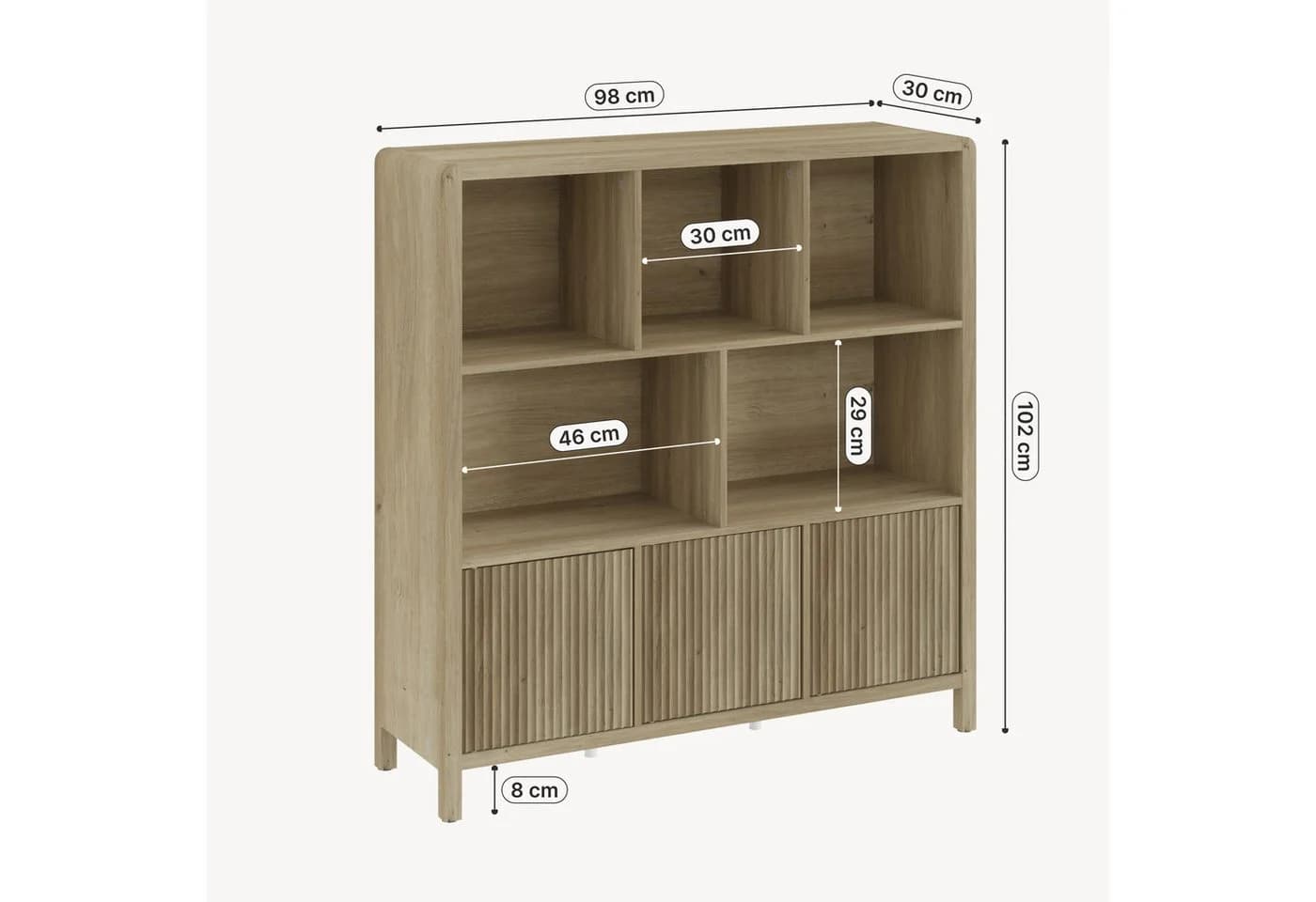 en.casa Highboard Eicheoptik 102x98x30 cm - Bild 4