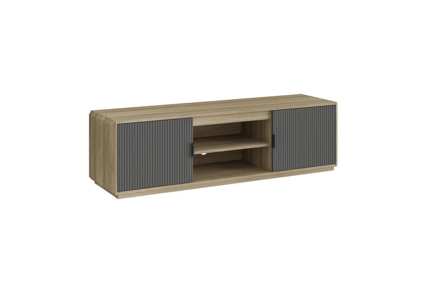 en.casa TV-Schrank Trömi mit 2 Türen Eicheoptik Grau - Bild 3