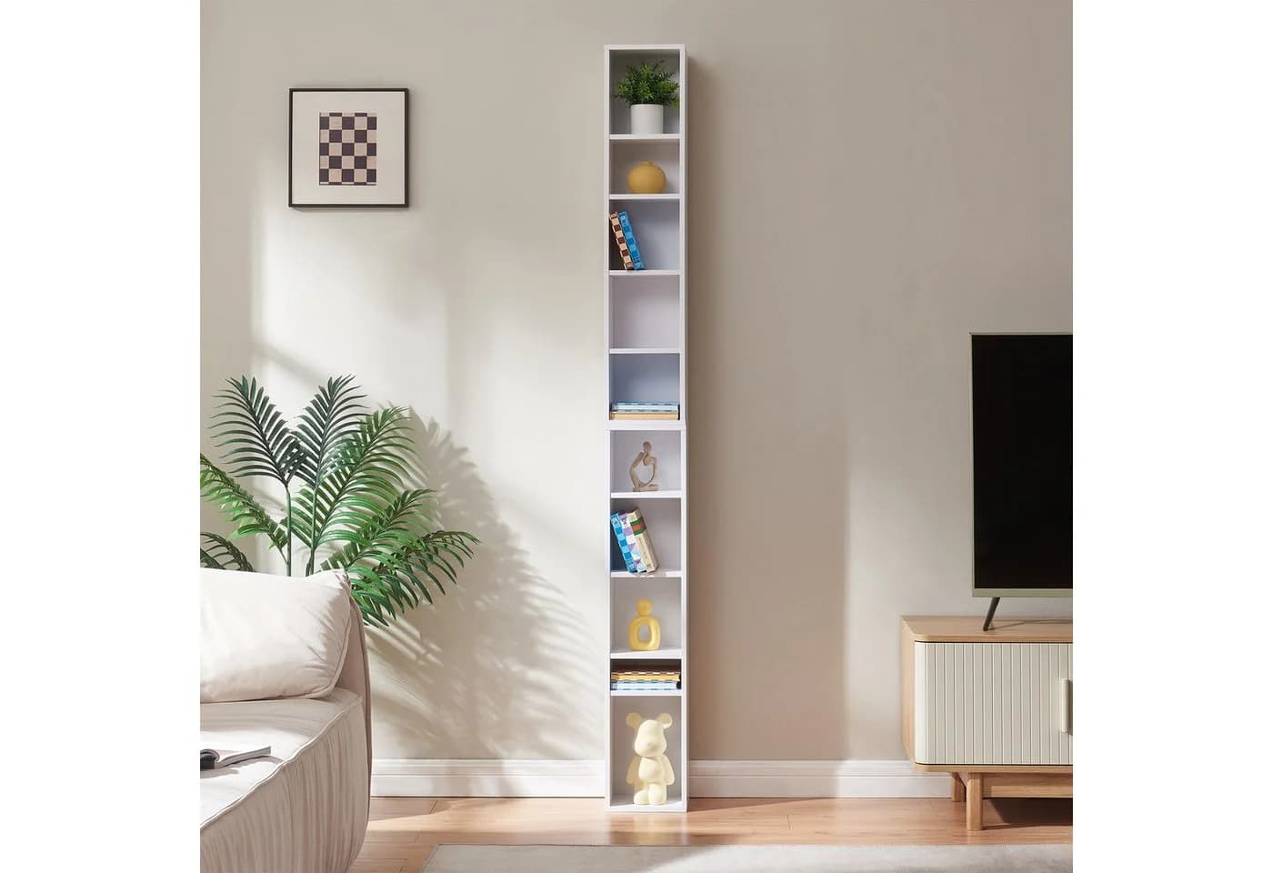 en.casa CD-Regal »Tynset« Weiß 10 Fächer
