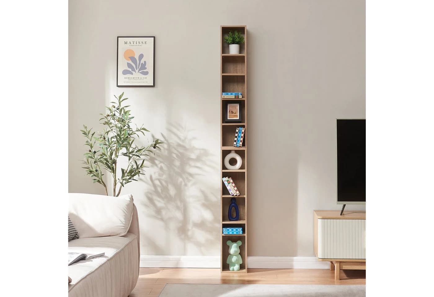 en.casa CD-Regal Tynset 10 Fächer Sonoma-Eichenoptik