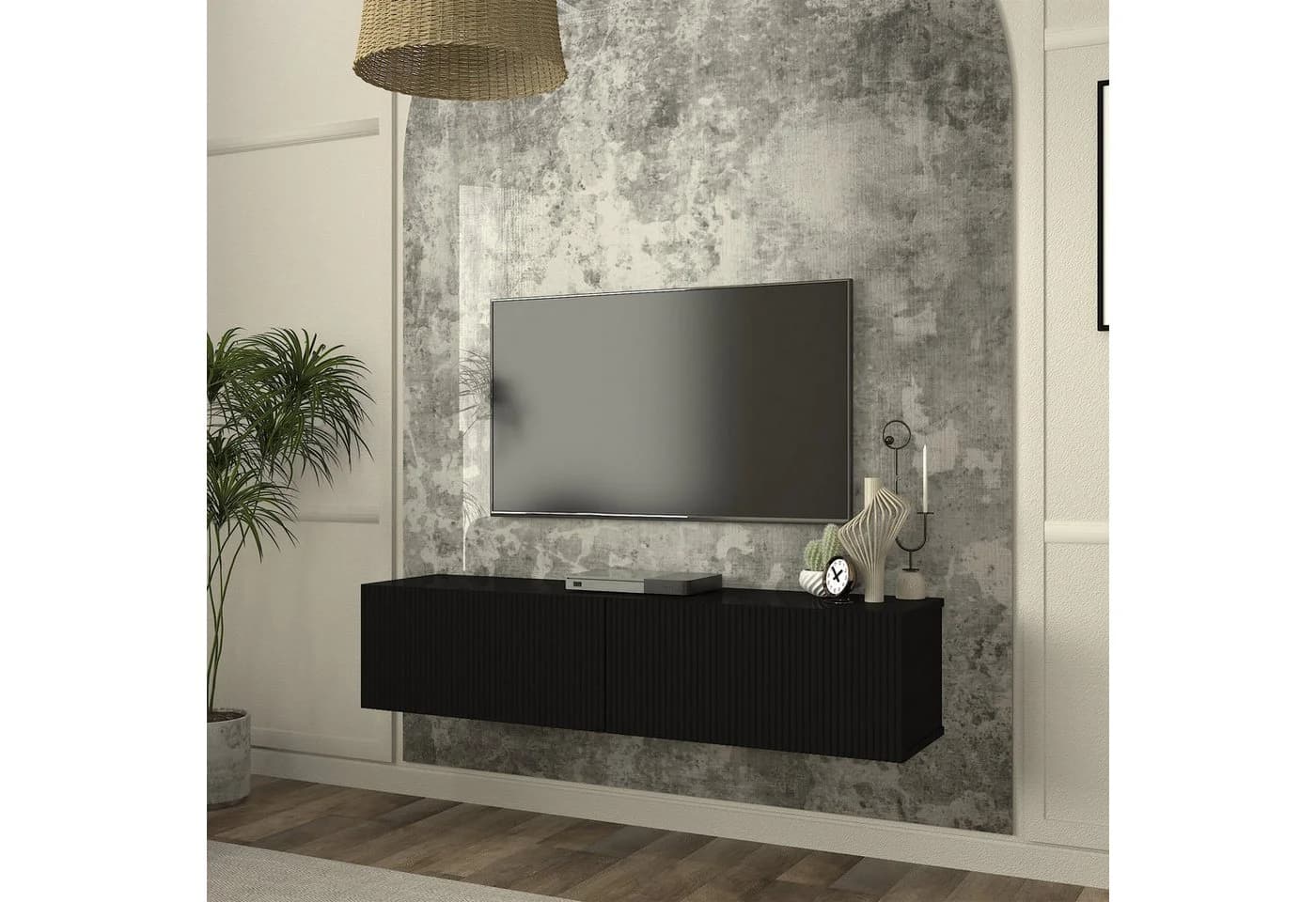 en.casa Lowboard »Verpsboga« Schwarz mit 2 Klapptüren - Bild 2