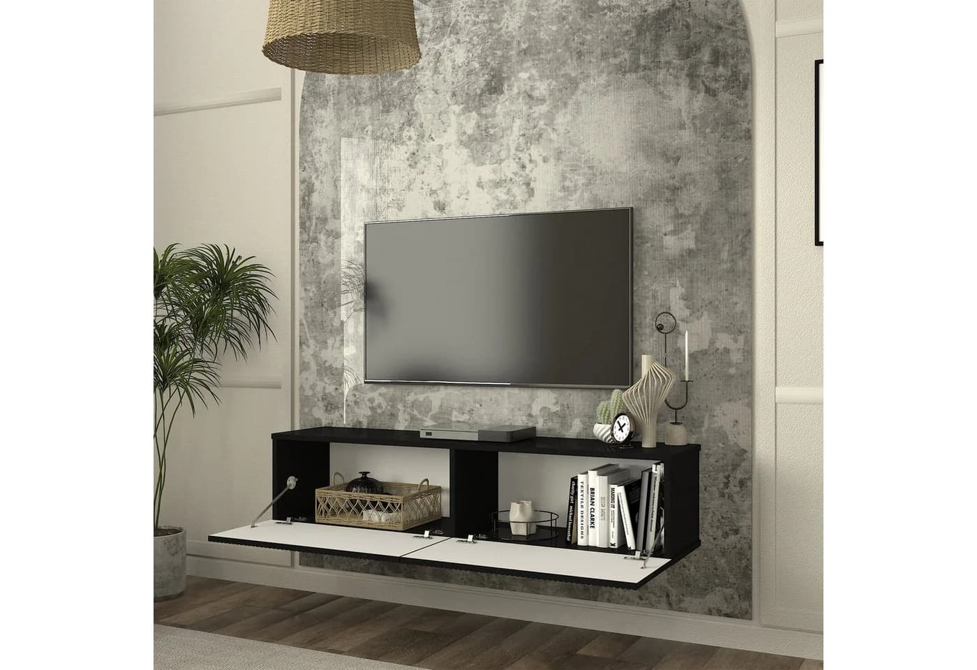 en.casa Lowboard »Verpsboga« Schwarz mit 2 Klapptüren - Bild 3