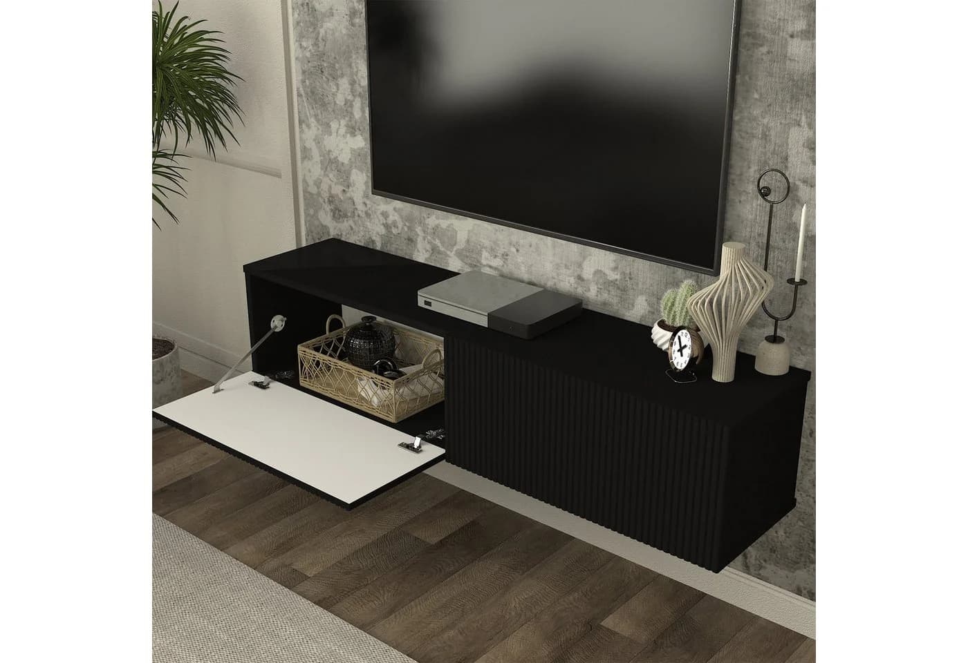 en.casa Lowboard »Verpsboga« Schwarz mit 2 Klapptüren - Bild 4