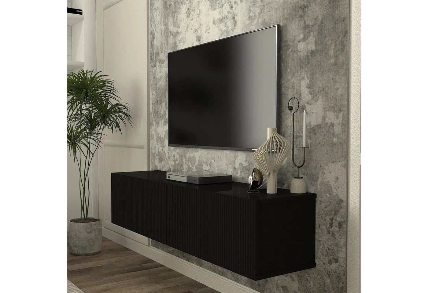 en.casa Lowboard »Verpsboga« Schwarz mit 2 Klapptüren - Bild 5