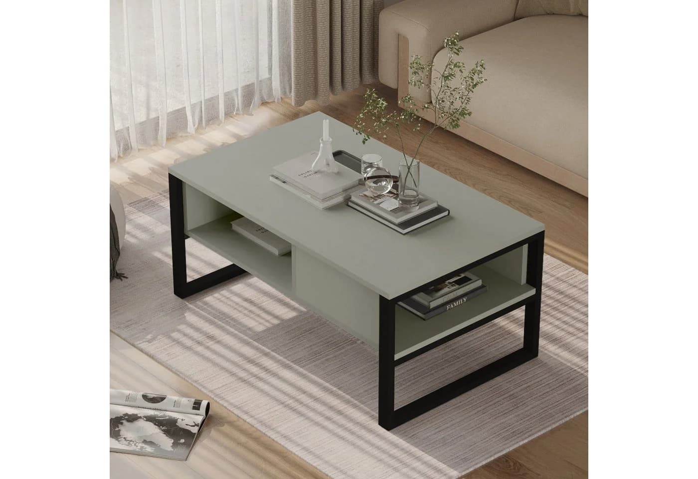 en.casa Couchtisch Laukaa Metallgestell Grüngrau - Bild 3