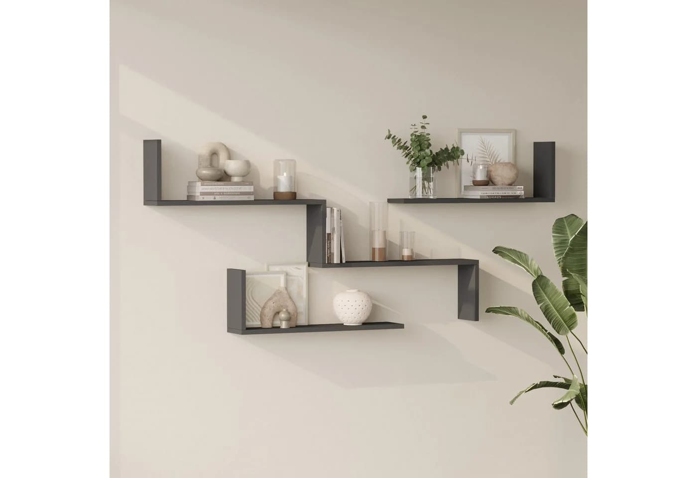 en.casa Wandregal Set 3-tlg. Vepinshul modular Anthrazit - Bild 2