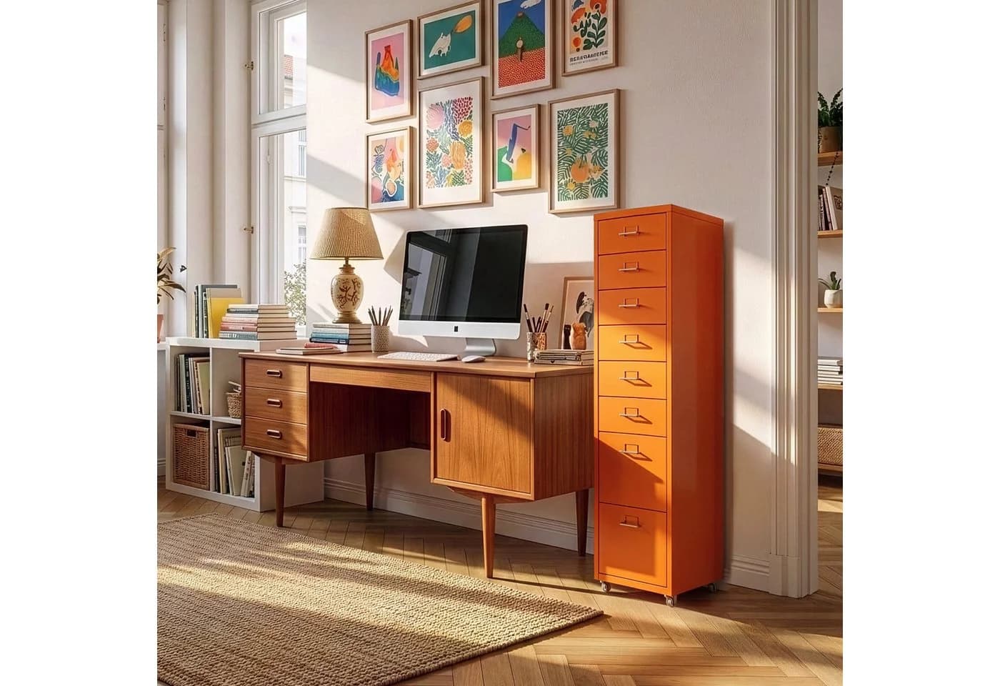 en.casa Rollcontainer »Kökar« 8 Schubladen Bürowagen Orange - Bild 3