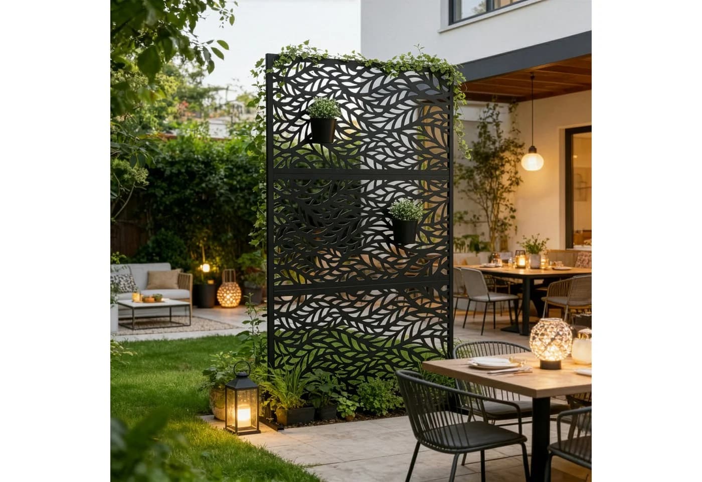casa.pro Paravent Outdoor Schwarz Verzinkter Stahl